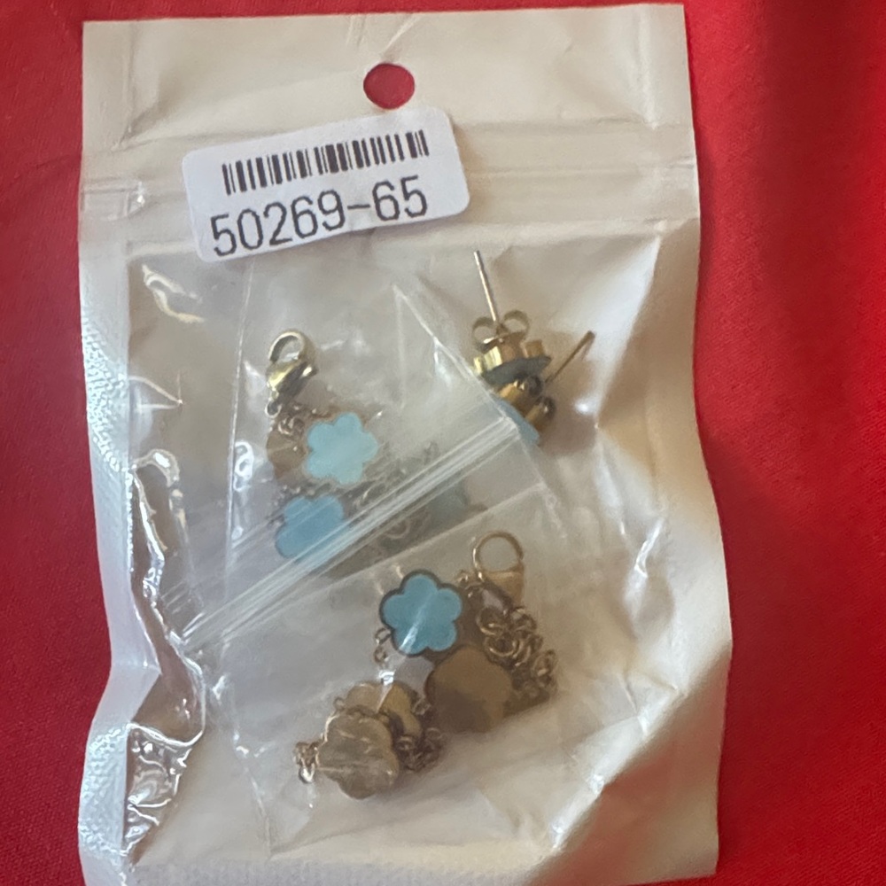 Gold and Blue Flower Earrings